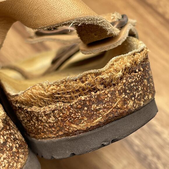 Birkenstock Sandals Womens Size 9 Tan Brown Leather Strappy Buckle Comfort Shoes - Picture 8 of 11